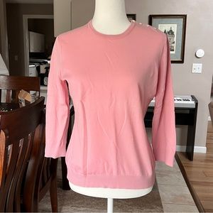 J. Crew Pink 3/4 Sleeve Crew Neck Sweater - M